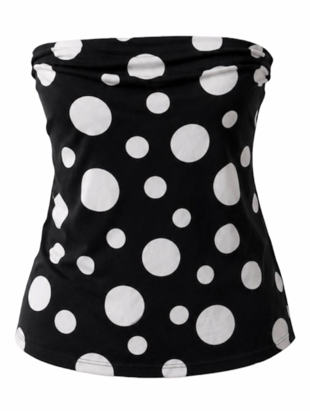 K TOO Black & White Polka Dot Strapless Tube Top